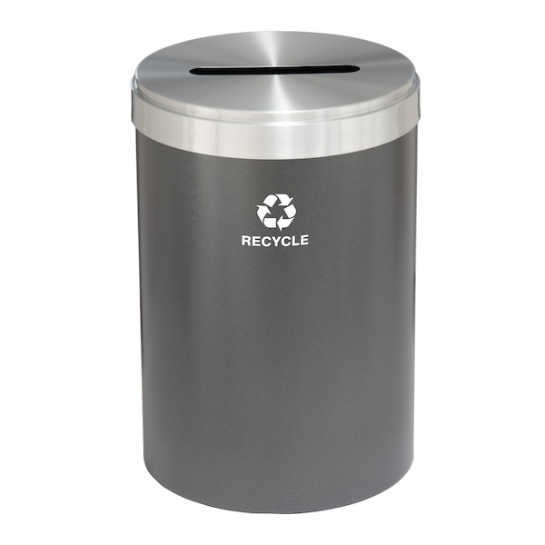 41 gal Round Recycling Bin, Silver Vein/Satin Aluminum