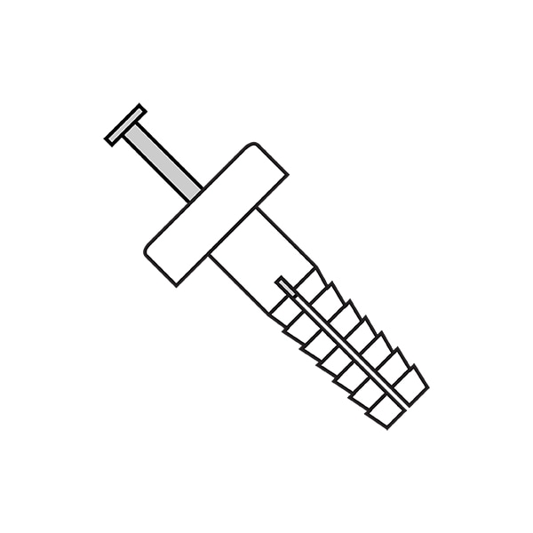 Nail Drive Anchor, 1/4" Dia., 1" L, Nylon White, 1000 PK