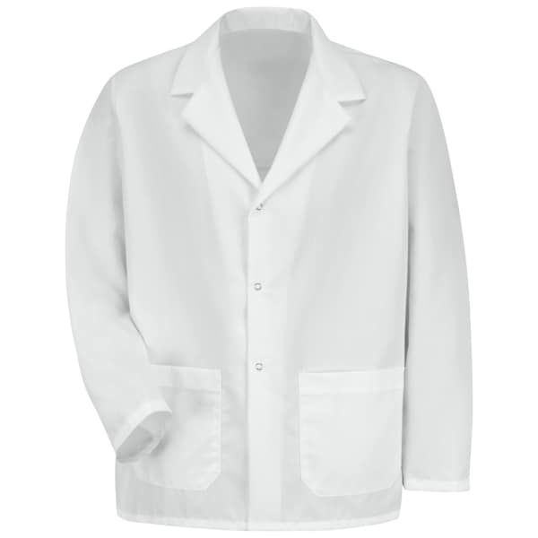 Mens White Office Coat W/Grippers