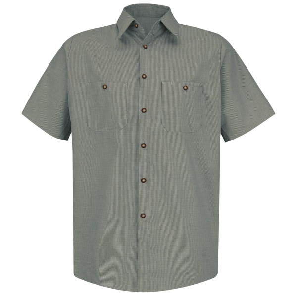 Short Sleeve Microcheck Uniform Shirt, 65% Polyester / 35% Combed Cotton, Button Fronts, 2XL