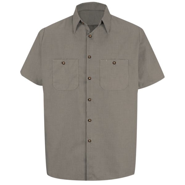 Short Sleeve Microcheck Uniform Shirt, 65% Polyester / 35% Combed Cotton, Button Fronts, 2XL