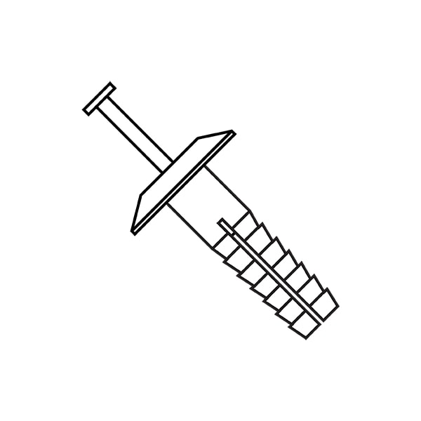 Nail Drive Anchor, 1/4" Dia., 6" L, Nylon White, 250 PK