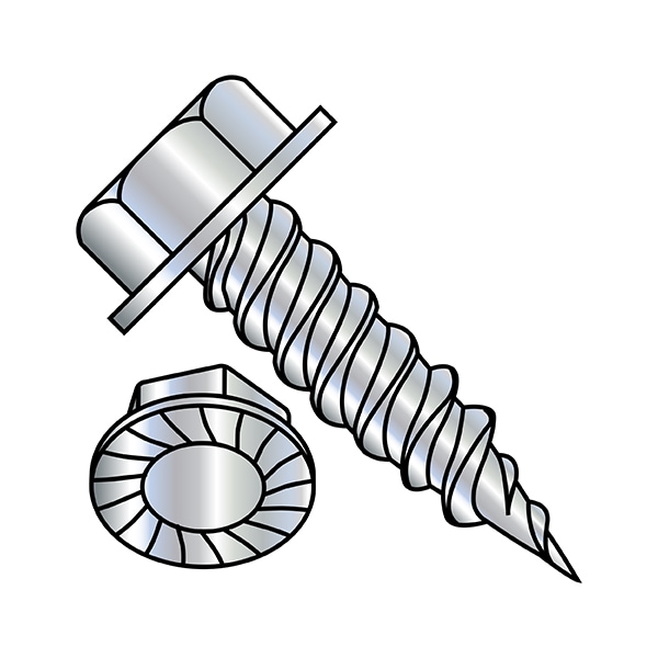 Sheet Metal Screw, #8-15 x 1/2 in, Zinc Plated Steel Flange Hex Head External Hex Drive, 10000 PK