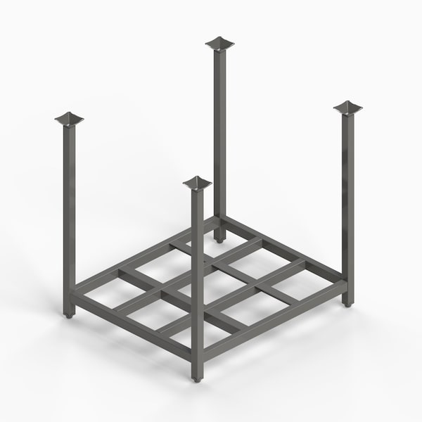 Portable Stack Rack, Open Frame, 48"L x 48"W, 4 Way Entry, 4000 lbs. Capacity