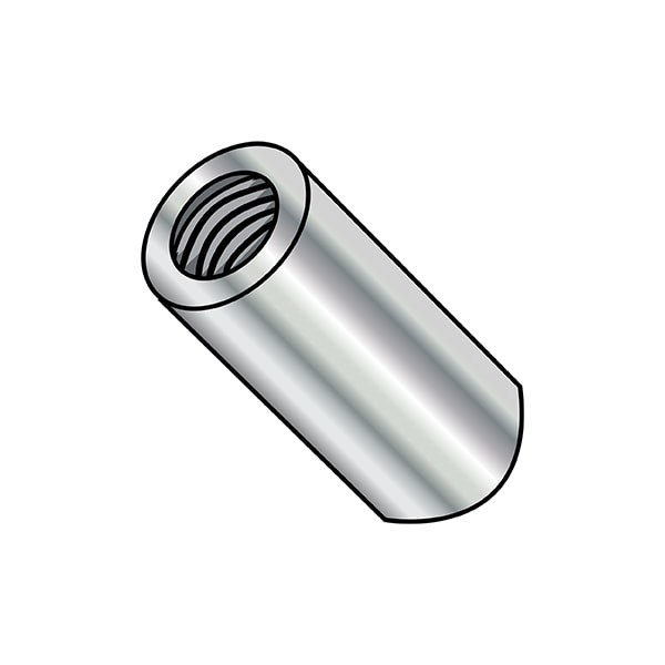 Round Standoffs, #6-32 Thrd Sz, 3/8 in Bd L, Brass Nickel Plated, 1/4 in OD, 500 PK