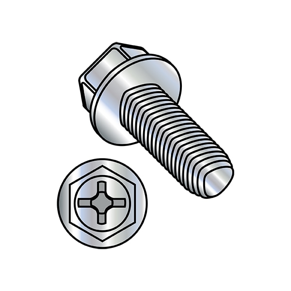 #10-32 x Self-Drilling Screw, Zinc Plated Steel, 3/8 in L, 8000 PK