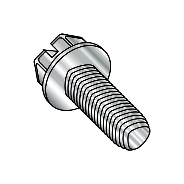 #10-24 x 1 in Slotted Hex Machine Screw, Plain Steel, 1000 PK