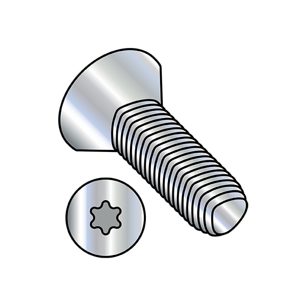#10-24 x 1 in Torx Flat Machine Screw, Zinc Plated Steel, 6000 PK