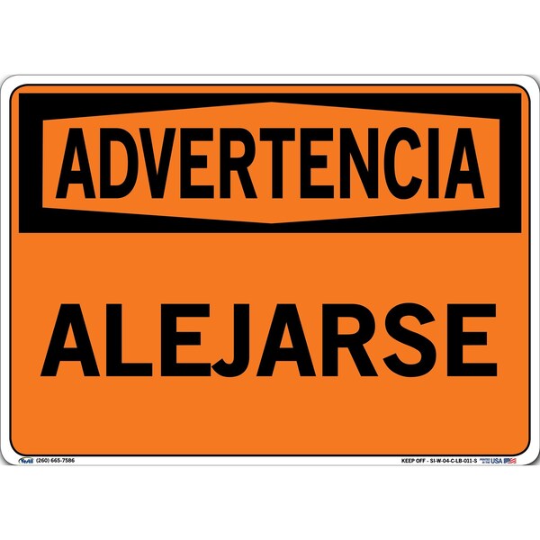 Vinyl Label Sign, 10-1/2" Height, 14-1/2" Width, Vinyl Label, Rectangle, Spanish