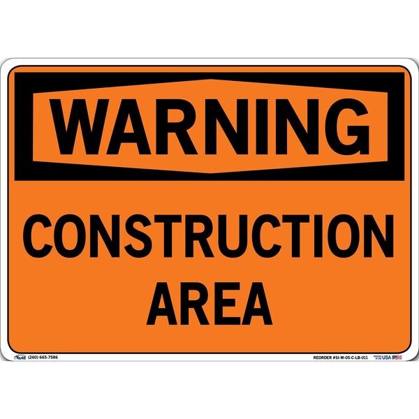 Vinyl Label Sign, 10-1/2" Height, 14-1/2" Width, Vinyl Label, Rectangle, English