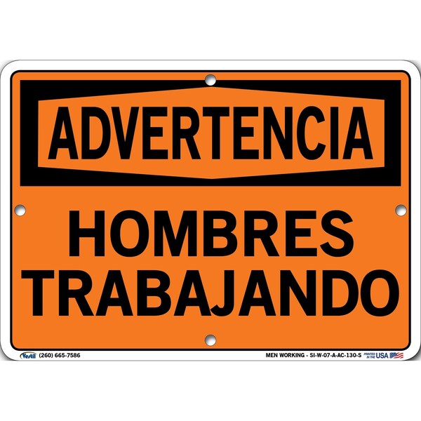 Aluminum Composite Sign, 7-1/2" Height, 10-1/2" Width, Aluminum Composite, Rectangle, Spanish