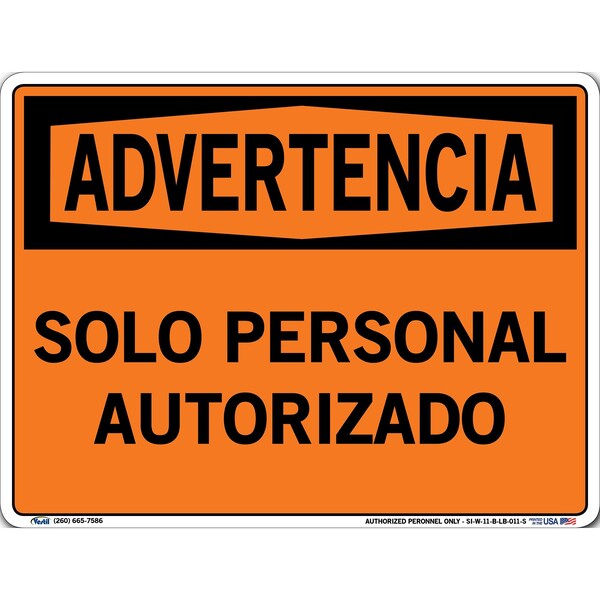 Vinyl Label Sign, 9-1/2" Height, 12-1/2" Width, Vinyl Label, Rectangle, Spanish