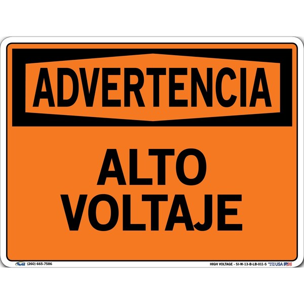 Vinyl Label Sign, 9-1/2" Height, 12-1/2" Width, Vinyl Label, Rectangle, Spanish