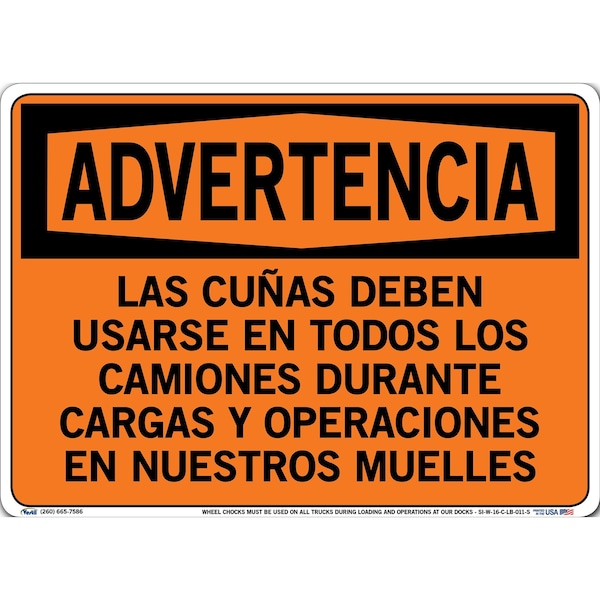 Vinyl Label Sign, 10-1/2" Height, 14-1/2" Width, Vinyl Label, Rectangle, Spanish