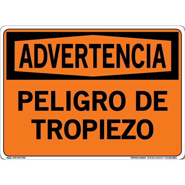 Vinyl Label Sign, 10-1/2" Height, 14-1/2" Width, Vinyl Label, Rectangle, Spanish
