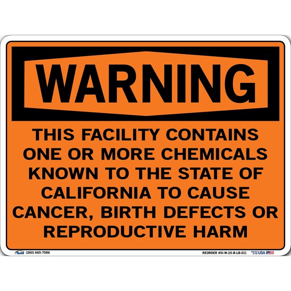 Vinyl Label Sign, 9-1/2" H, 12-1/2" W, Vinyl Label, Rectangle, English, SI-W-25-B-LB-011