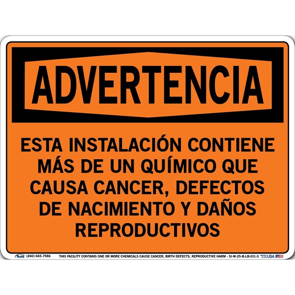 Vinyl Label Sign, 9-1/2" Height, 12-1/2" Width, Vinyl Label, Rectangle, Spanish