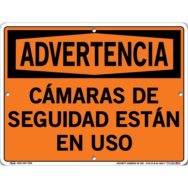Aluminum Sign, 9-1/2" Height, 12-1/2" Width, Aluminum, Rectangle, Spanish