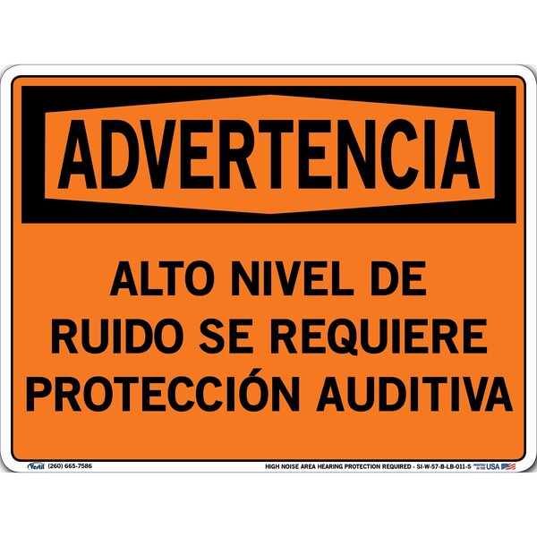 Vinyl Label Sign, 9-1/2" Height, 12-1/2" Width, Vinyl Label, Rectangle, Spanish