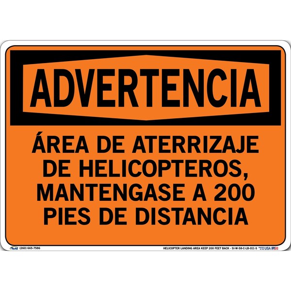 Vinyl Label Sign, 10-1/2" Height, 14-1/2" Width, Vinyl Label, Rectangle, Spanish
