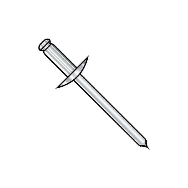 Blind Rivet, Large Flanged Head, 1/8 in Dia., 0.525 in L, Stainless Steel Body, 5000 PK