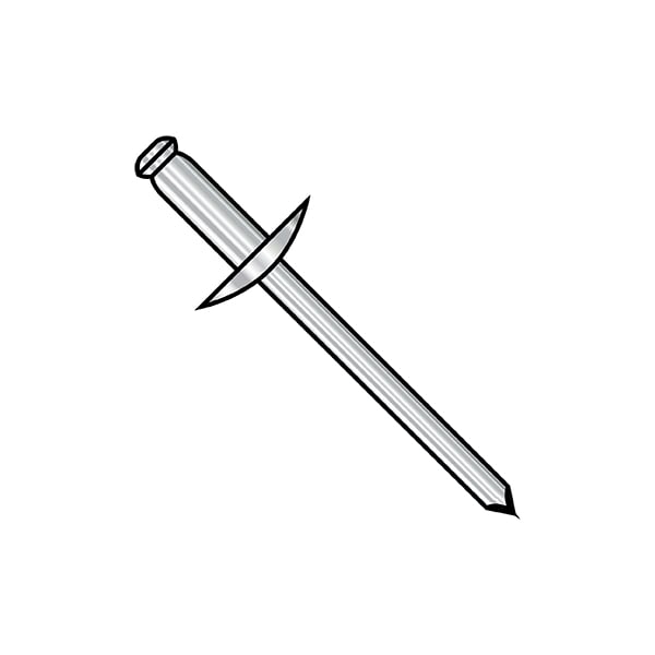Blind Rivet, Large Flanged Head, 1/8 in Dia., 0.525 in L, Stainless Steel Body, 5000 PK