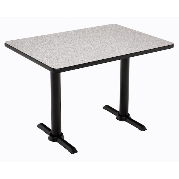 Rectangle KFI Mode 30" x 48" Conference Table, Grey Nebula Finish, Black T-leg Base, Bistro Height