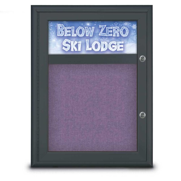 Single Door Radius Plus Corkboard With H, UV8010PLUS-BLACK-AMETHY