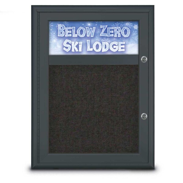 Single Door Radius Plus Corkboard With H, UV8010PLUS-BLACK-BLACK