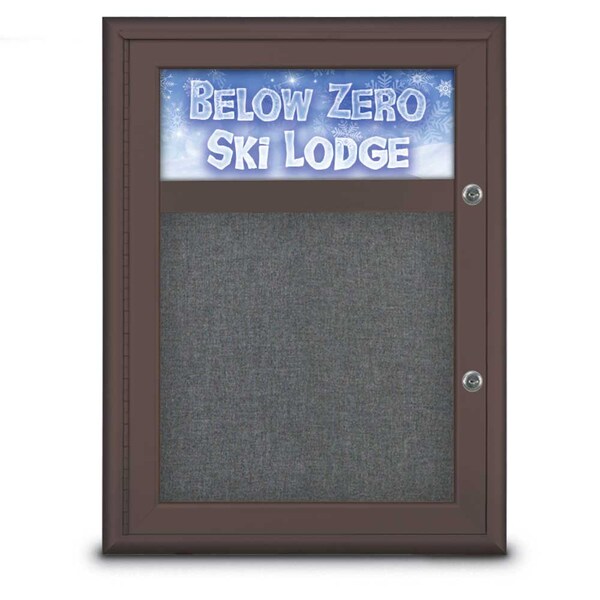 Single Door Radius Plus Corkboard, Header, UV8010PLUS-BRONZE-MEDGRY