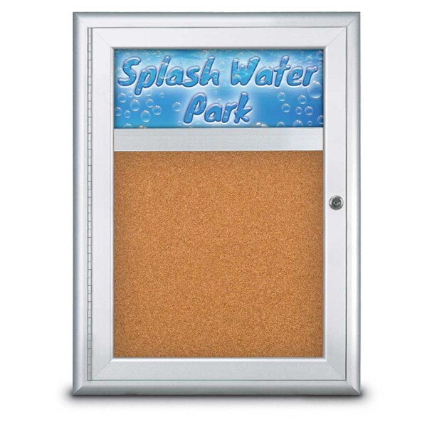 Single Door Radius Corkboard, Header, 18