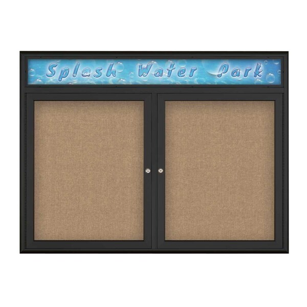 Double Door Radius Corkboard With Header