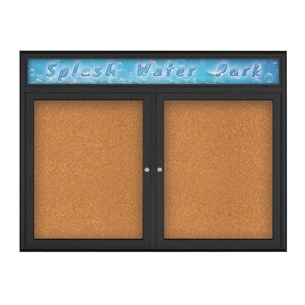 Double Door Radius Corkboard, Header, 42