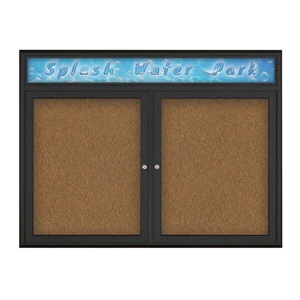 Double Door Radius Corkboard, Header, 42