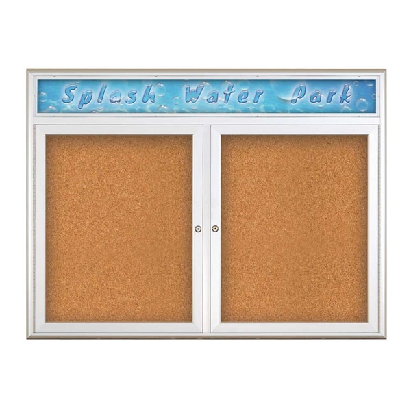 Double Door Radius Corkboard, Header, 42