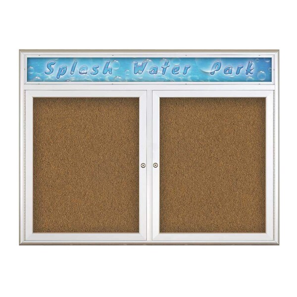 Double Door Radius Corkboard, Header, 42