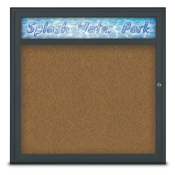 Single Door Radius Corkboard, Header, 36