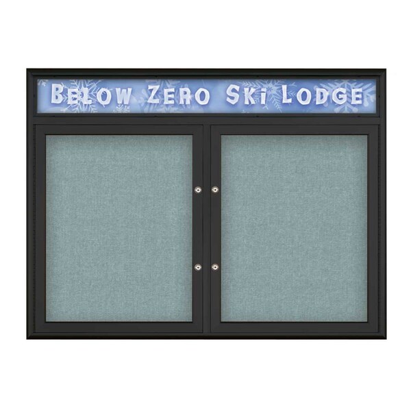 Double Door Radius Plus Corkboard With H, UV8012PLUS5-BLACK-CLOUD
