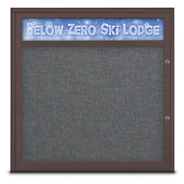Single Door Radius Plus Corkboard, Header, UV8012PLUS-BRONZE-MEDGRY