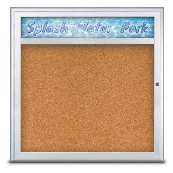 Single Door Radius Corkboard, Header, 36