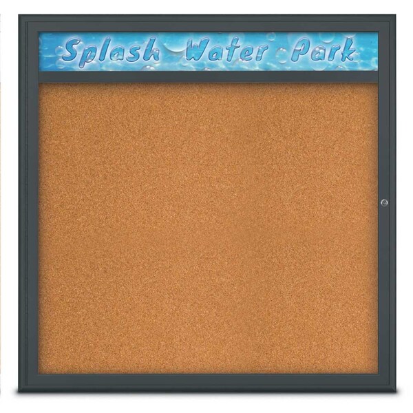 Single Door Radius Corkboard, Header, 48", UV801348-BLACK-CORK
