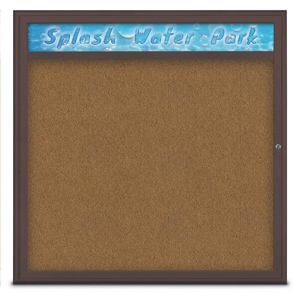 Single Door Radius Corkboard, Header, 48", UV801348-BRONZE-FORBO