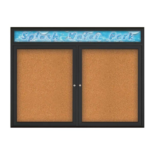 Double Door Radius Corkboard, Header, 48