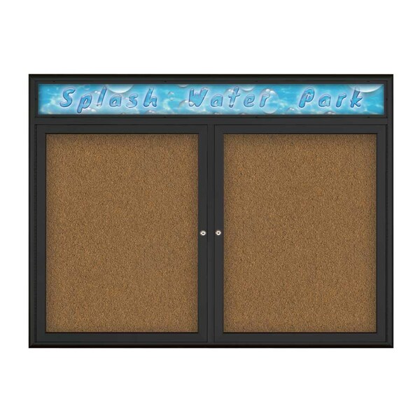 Double Door Radius Corkboard, Header, 48