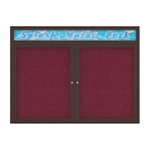 Double Door Radius Corkboard With Header, UV8013-BRONZE-DBURGU