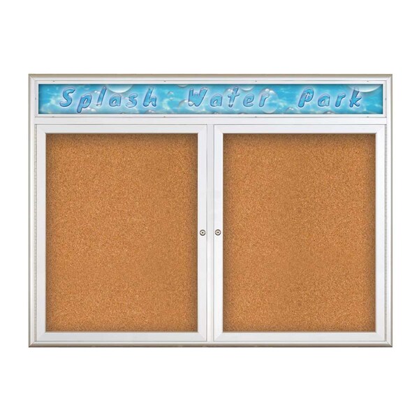 Double Door Radius Corkboard, Header, 48