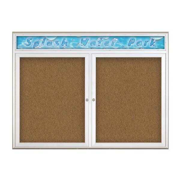Double Door Radius Corkboard, Header, 48