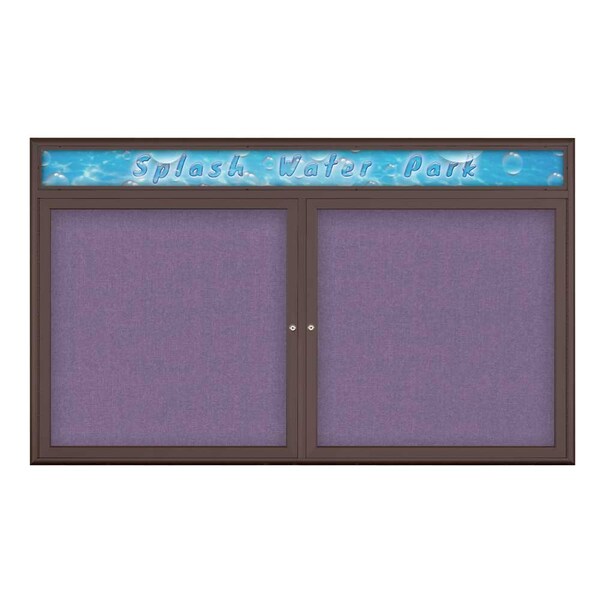 Double Door Radius Corkboard With Header, UV8014-BRONZE-AMETHY