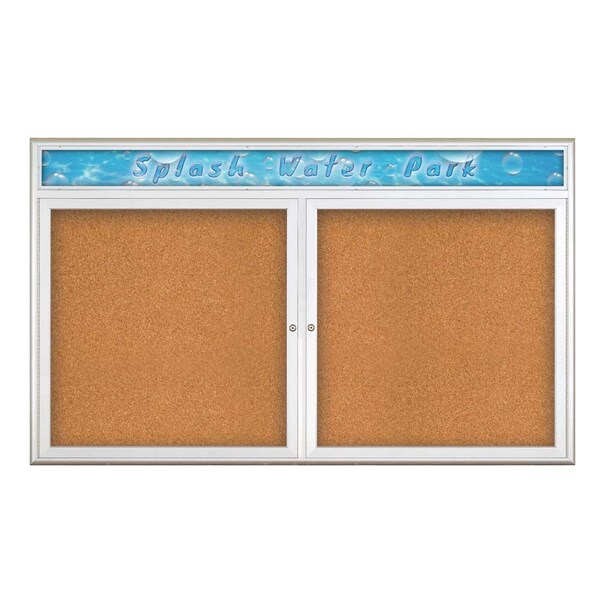 Double Door Radius Corkboard, Header, 60