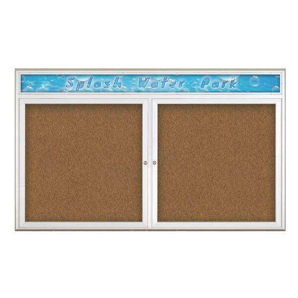 Double Door Radius Corkboard, Header, 60